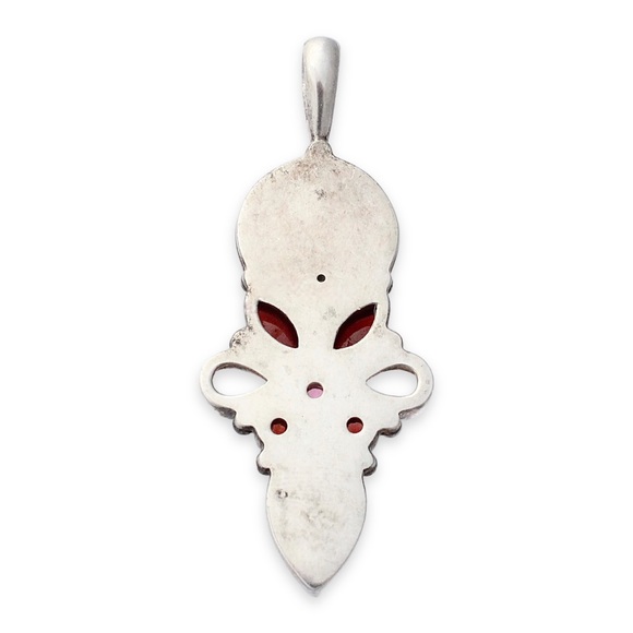 Sajen Moon Face Goddess Pendant Sterling Silver Garnet Tourmaline Rhodochrosite - Picture 6 of 7